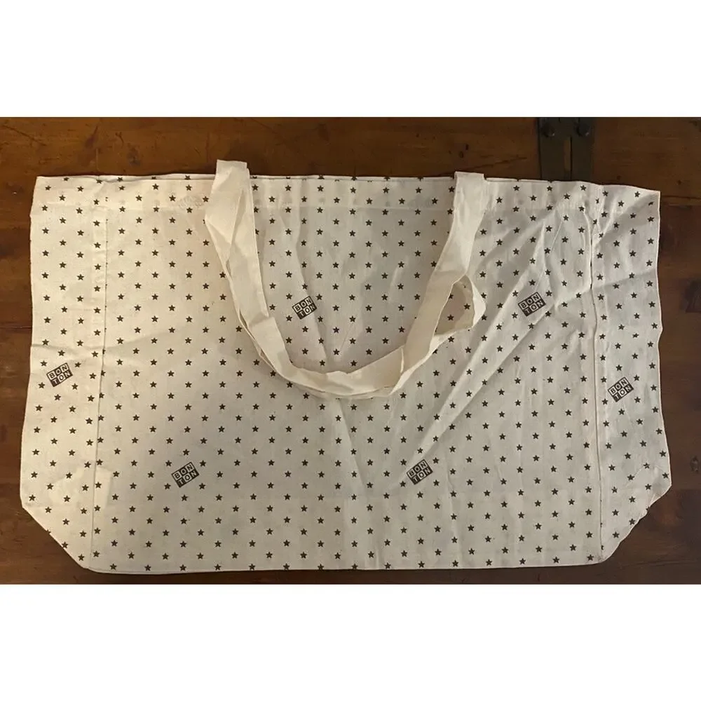 Sézane x Bonton Lundi Monday Tote Bag Pink Cream Stars Sezane French